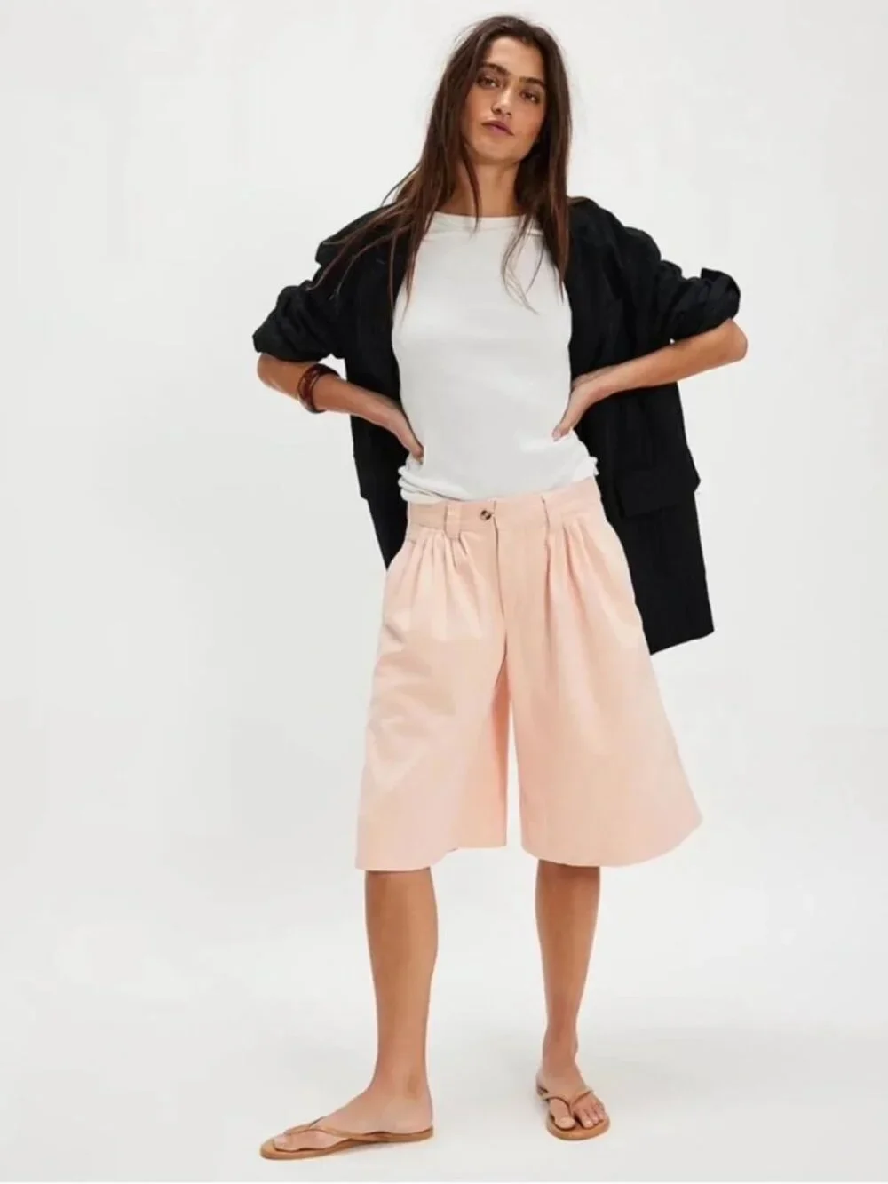 NWT Free People Sadie A-Line Long Shorts in Peach Blush